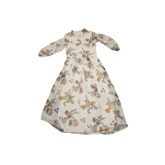 Marchesa Floral Print Sheer Chiffon Midi Dress Size 14 - Picture 1 of 8